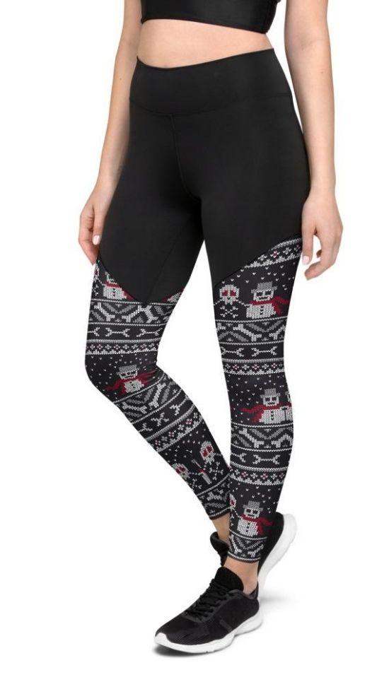 Vintage Goth Knitted Print Compression Leggings