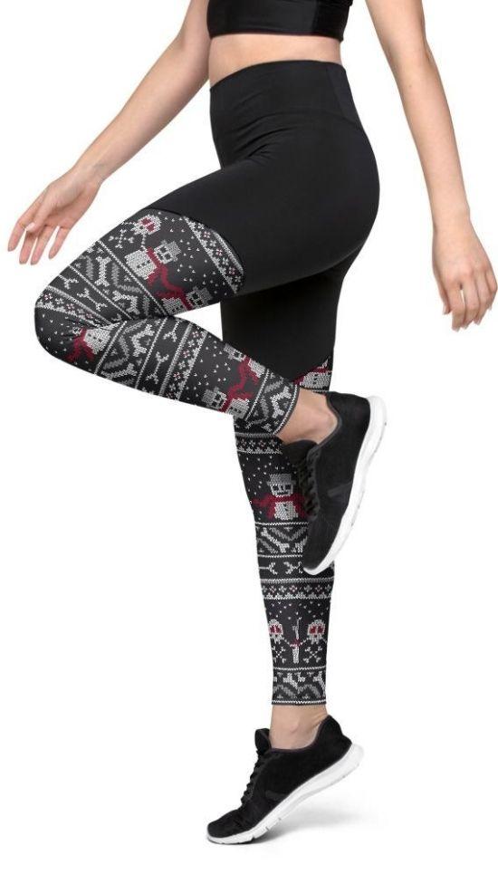 Vintage Goth Knitted Print Compression Leggings