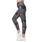 Vintage Goth Knitted Print Crossover Leggings With Pockets
