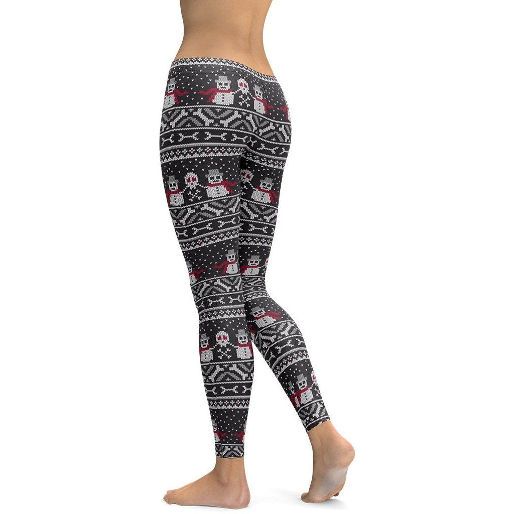Vintage Goth Knitted Print Leggings Women s Christmas Outfits