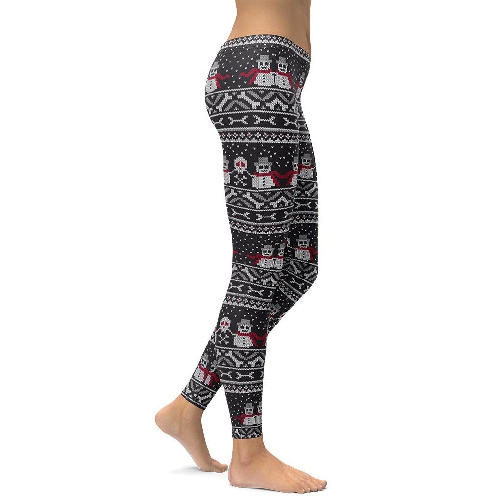 Vintage Goth Knitted Print Leggings - FiercePulse - Premium Workout Leggings - Yoga Pants