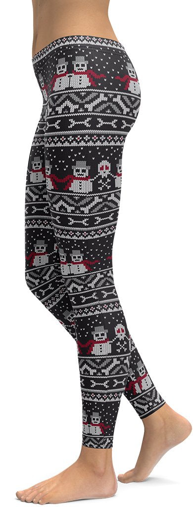 Vintage Goth Knitted Print Leggings