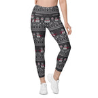 Vintage Goth Knitted Print Leggings With Pockets