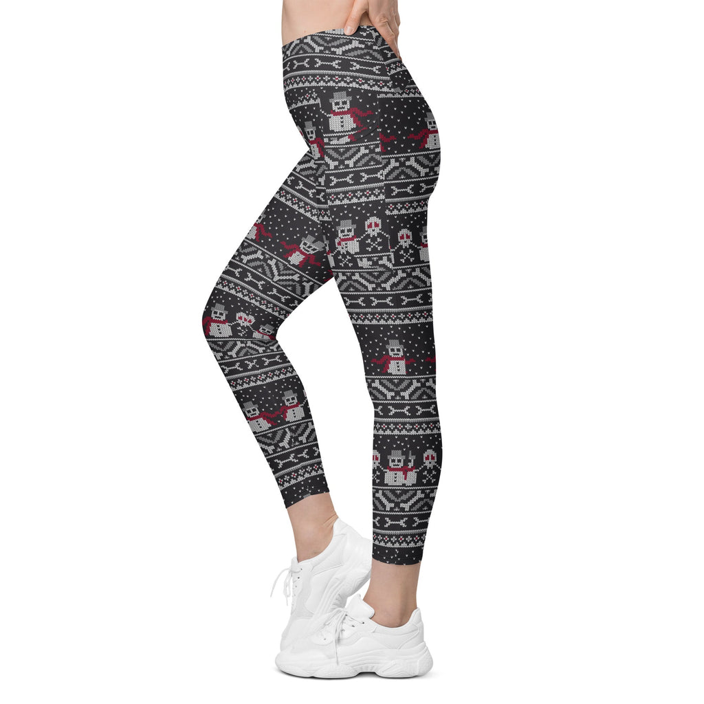 Vintage Goth Knitted Print Leggings With Pockets