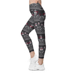 Vintage Goth Knitted Print Leggings With Pockets