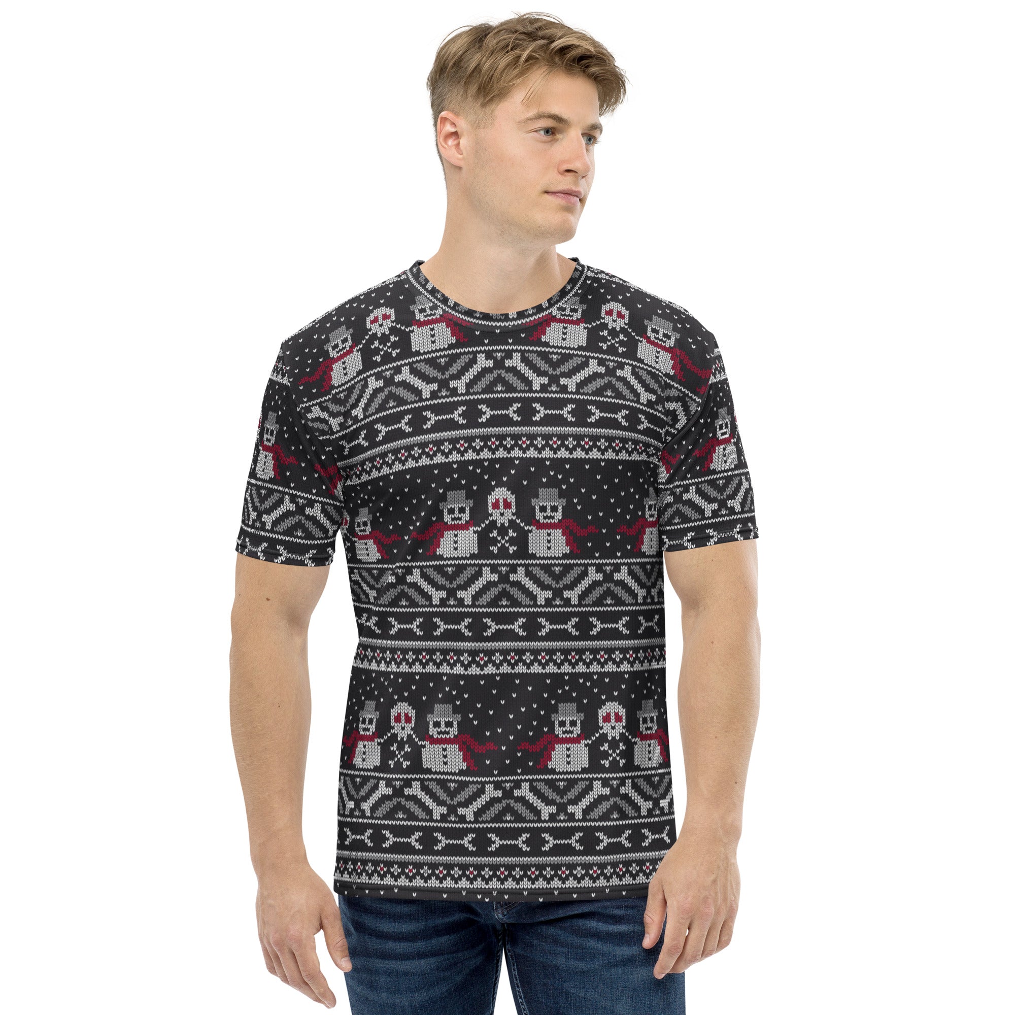 Vintage Goth Knitted Print Men's T-shirt