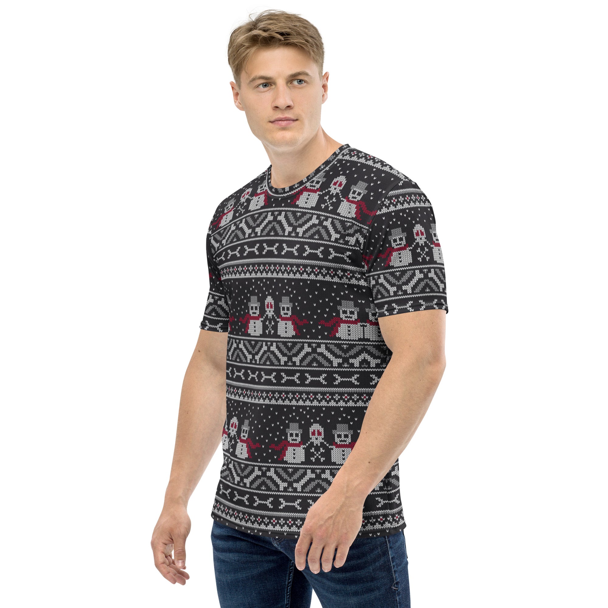 Vintage Goth Knitted Print Men's T-shirt