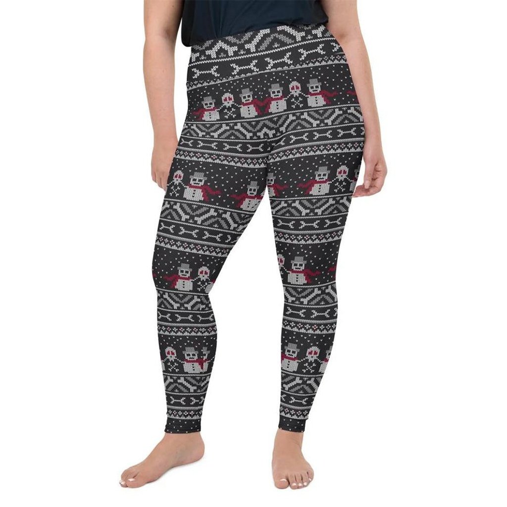 Vintage Goth Knitted Print Plus Size Leggings - FiercePulse - Premium Workout Leggings - Yoga Pants