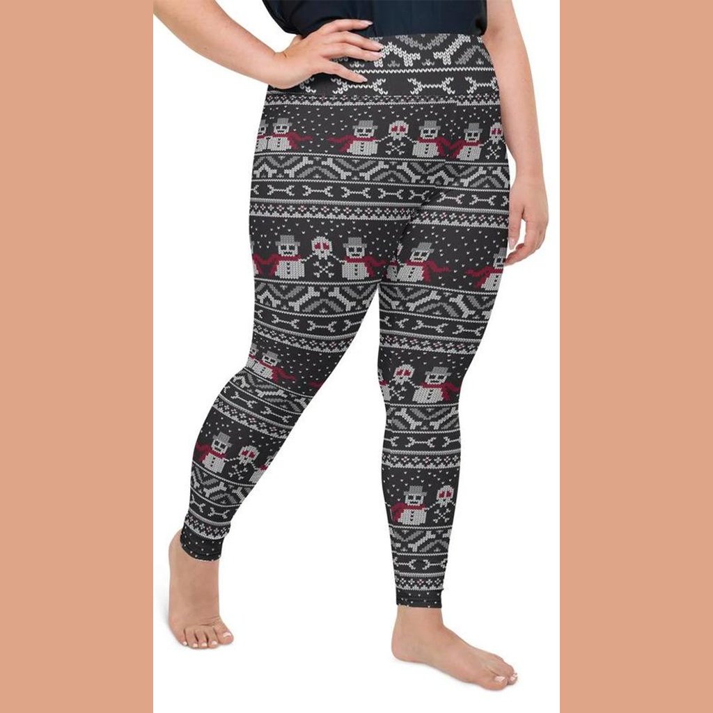 Vintage Goth Knitted Print Plus Size Leggings - FiercePulse - Premium Workout Leggings - Yoga Pants