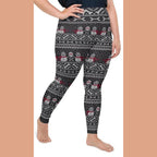 Vintage Goth Knitted Print Plus Size Leggings - FiercePulse - Premium Workout Leggings - Yoga Pants