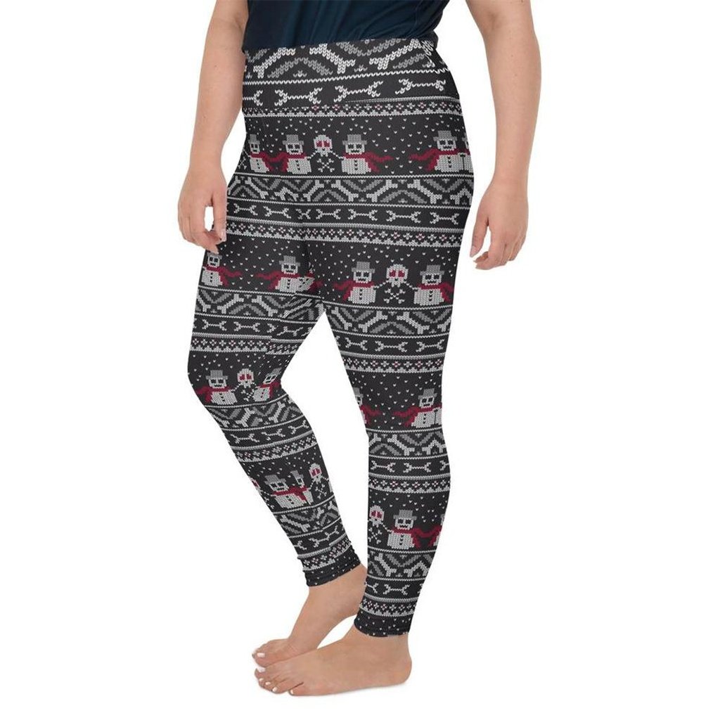 Vintage Goth Knitted Print Plus Size Leggings - FiercePulse - Premium Workout Leggings - Yoga Pants