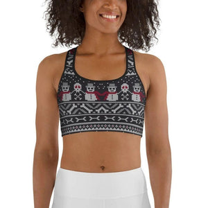 Vintage Goth Knitted Print Sports Bra