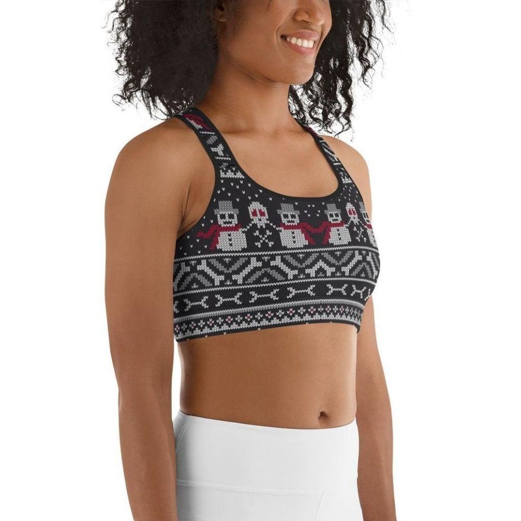 Vintage Goth Knitted Print Sports Bra