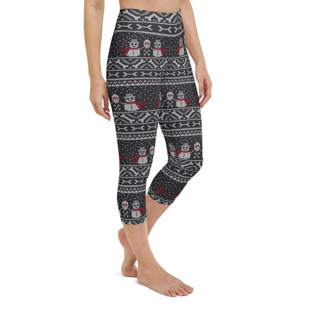 Vintage Goth Knitted Print Yoga Capris
