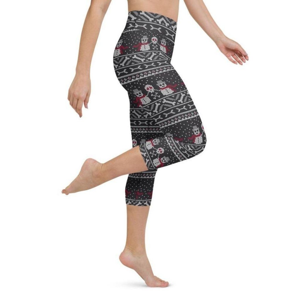 Vintage Goth Knitted Print Yoga Capris
