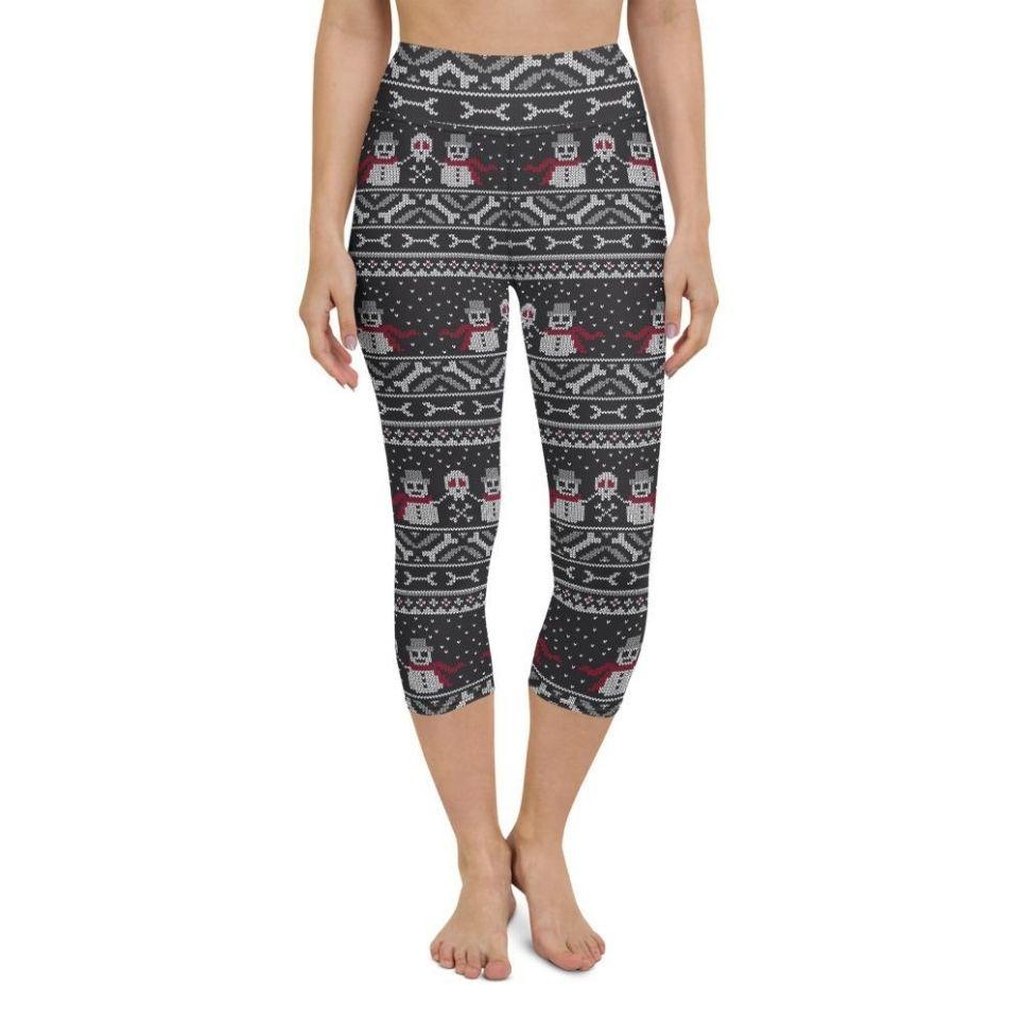Vintage Goth Knitted Print Yoga Capris