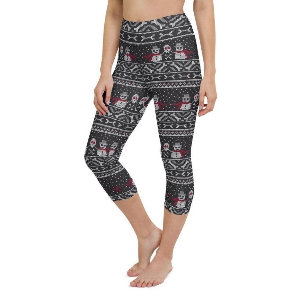 Vintage Goth Knitted Print Yoga Capris