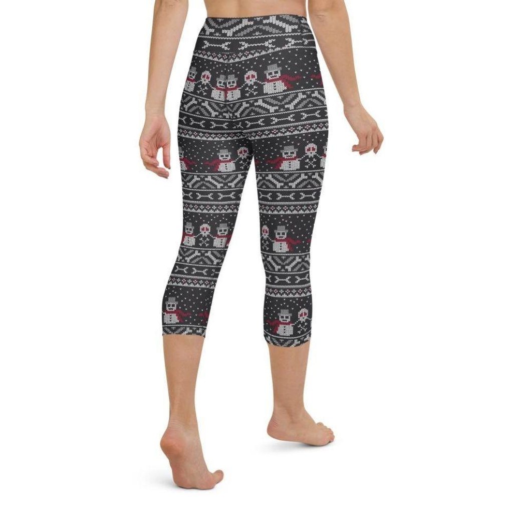 Vintage Goth Knitted Print Yoga Capris