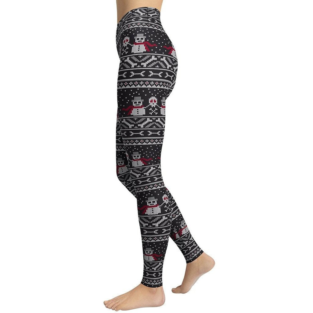 Vintage Goth Knitted Print Yoga Leggings - FiercePulse - Premium Workout Leggings - Yoga Pants