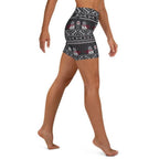 Vintage Goth Knitted Print Yoga Shorts