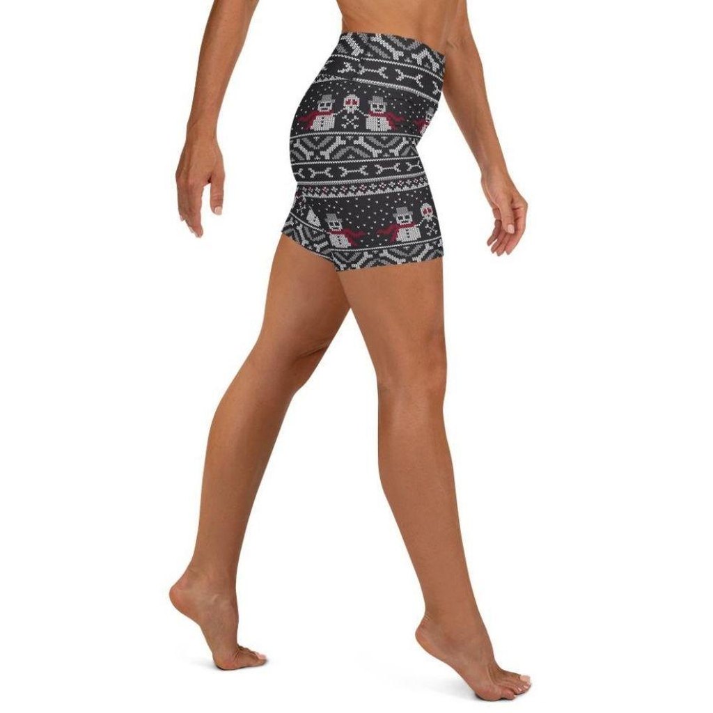 Vintage Goth Knitted Print Yoga Shorts