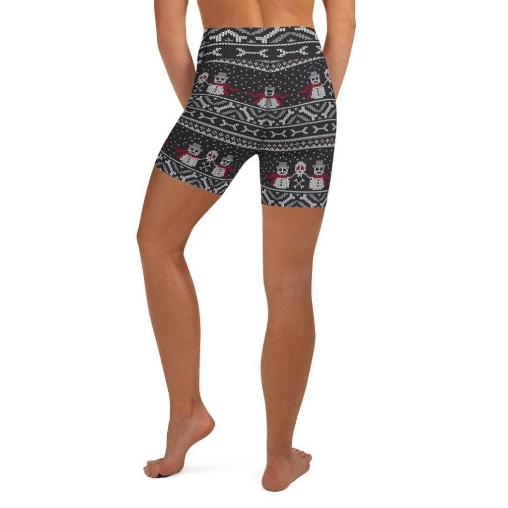 Vintage Goth Knitted Print Yoga Shorts