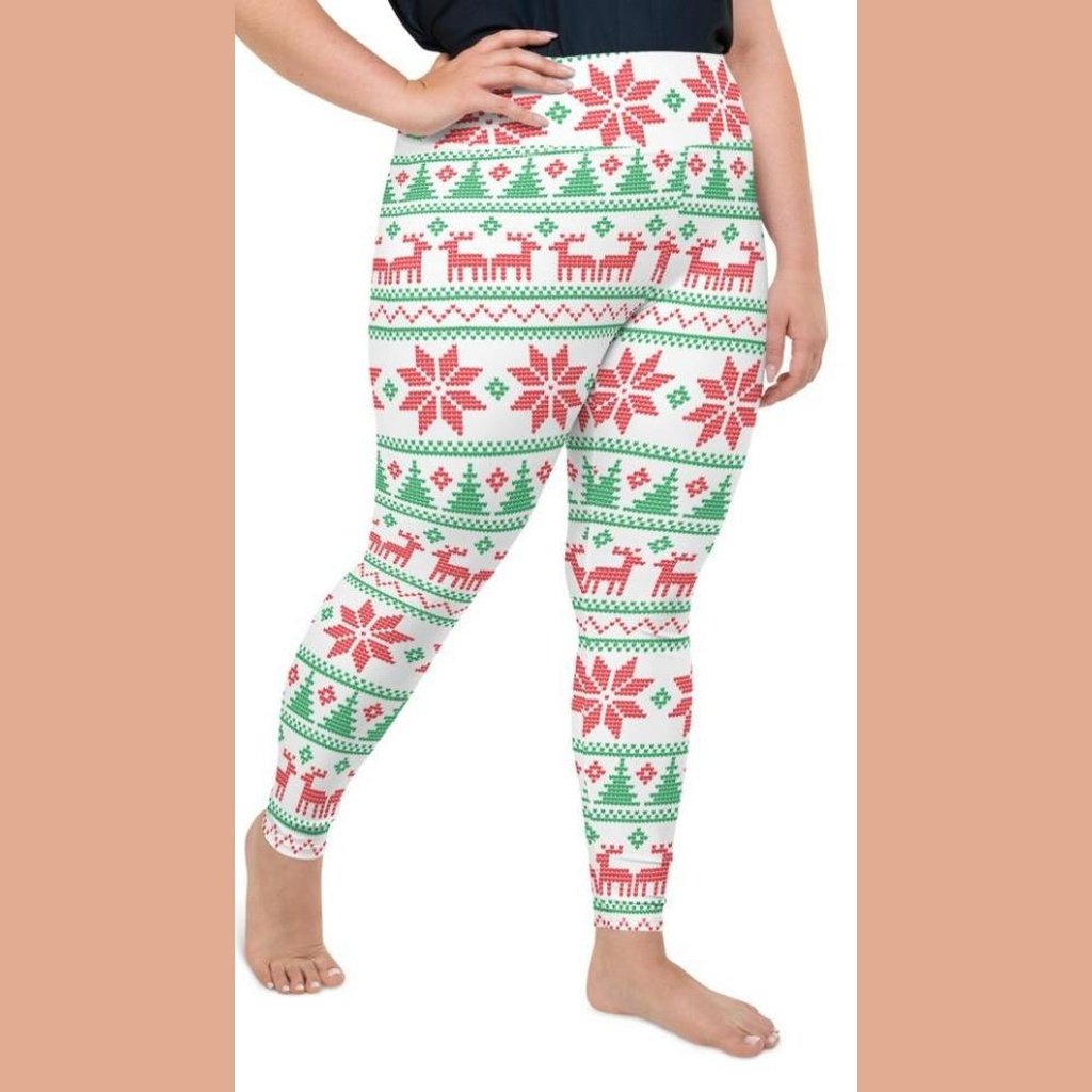 Vintage Knit Print Plus Size Leggings
