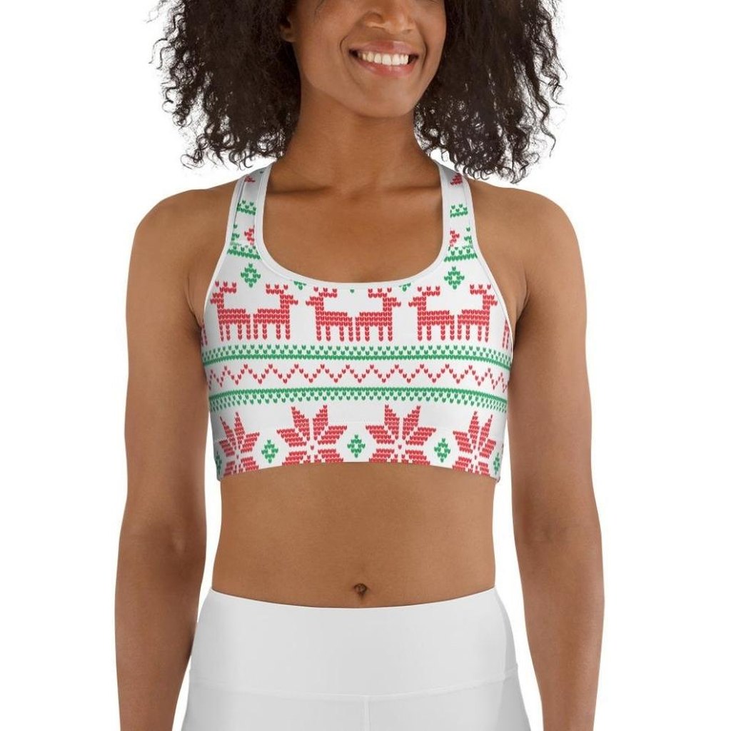 Vintage Knit Print Sports Bra
