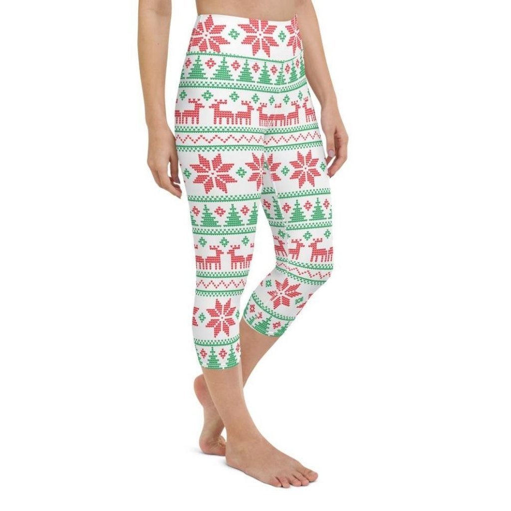 Vintage Knit Print Yoga Capris