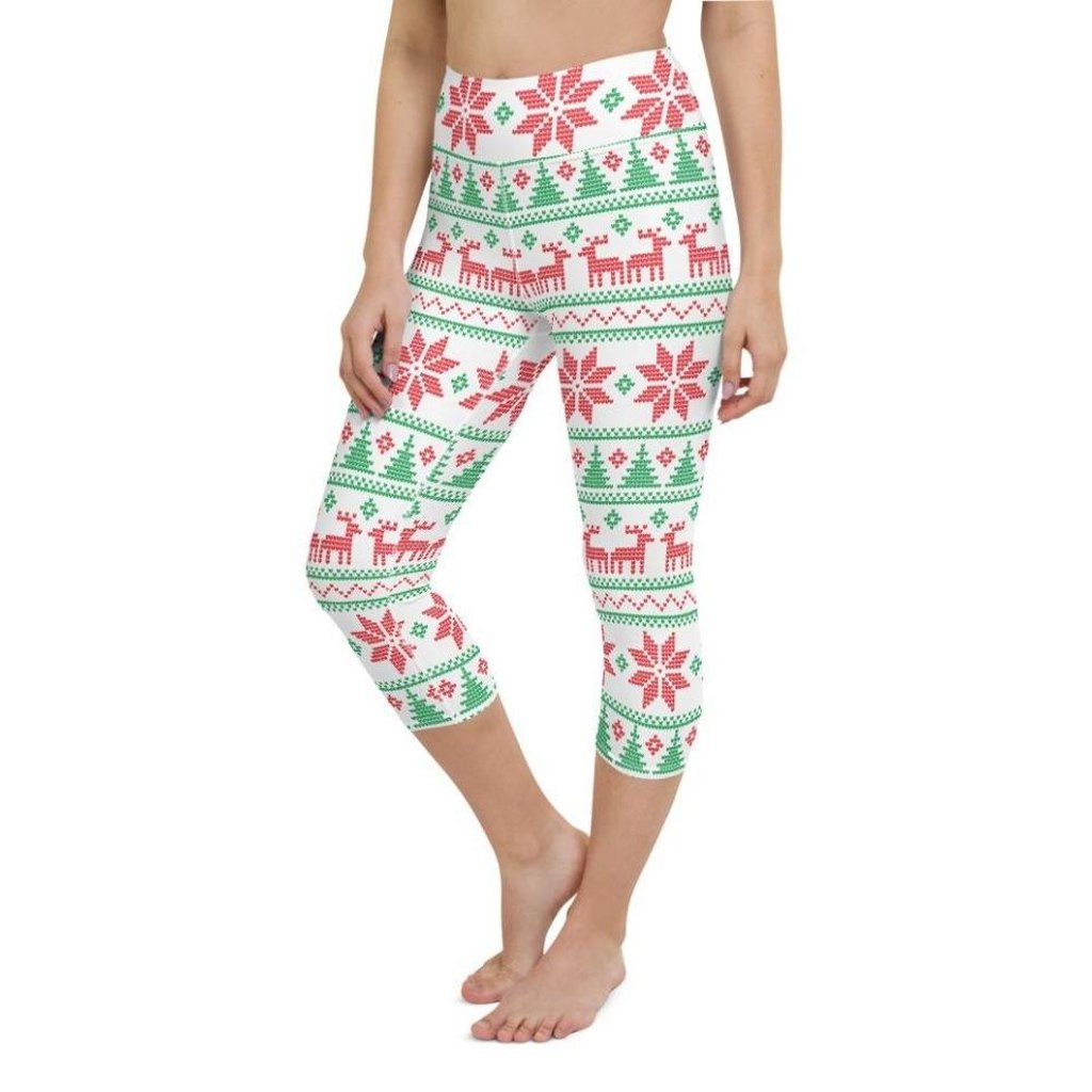 Vintage Knit Print Yoga Capris
