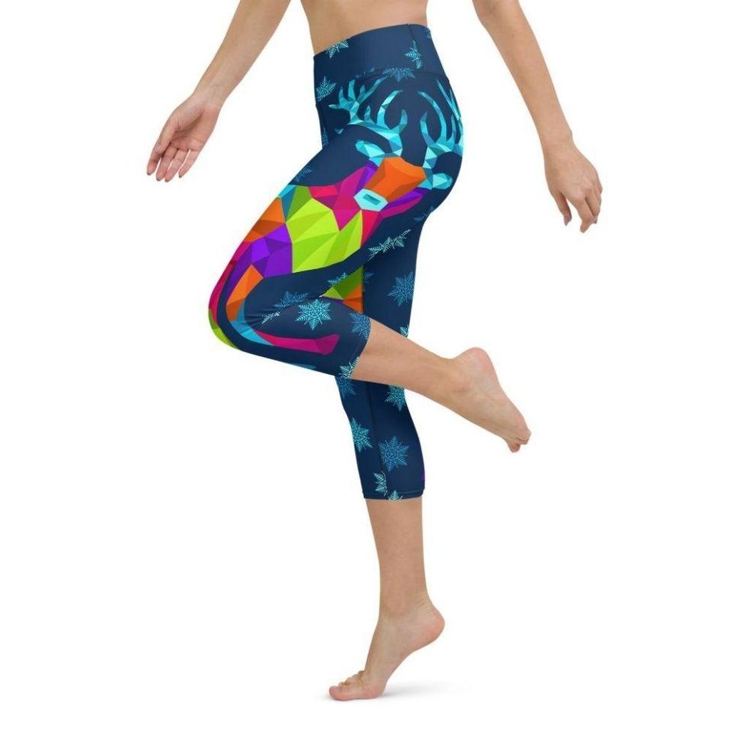 Vivid Reindeer Yoga Capris