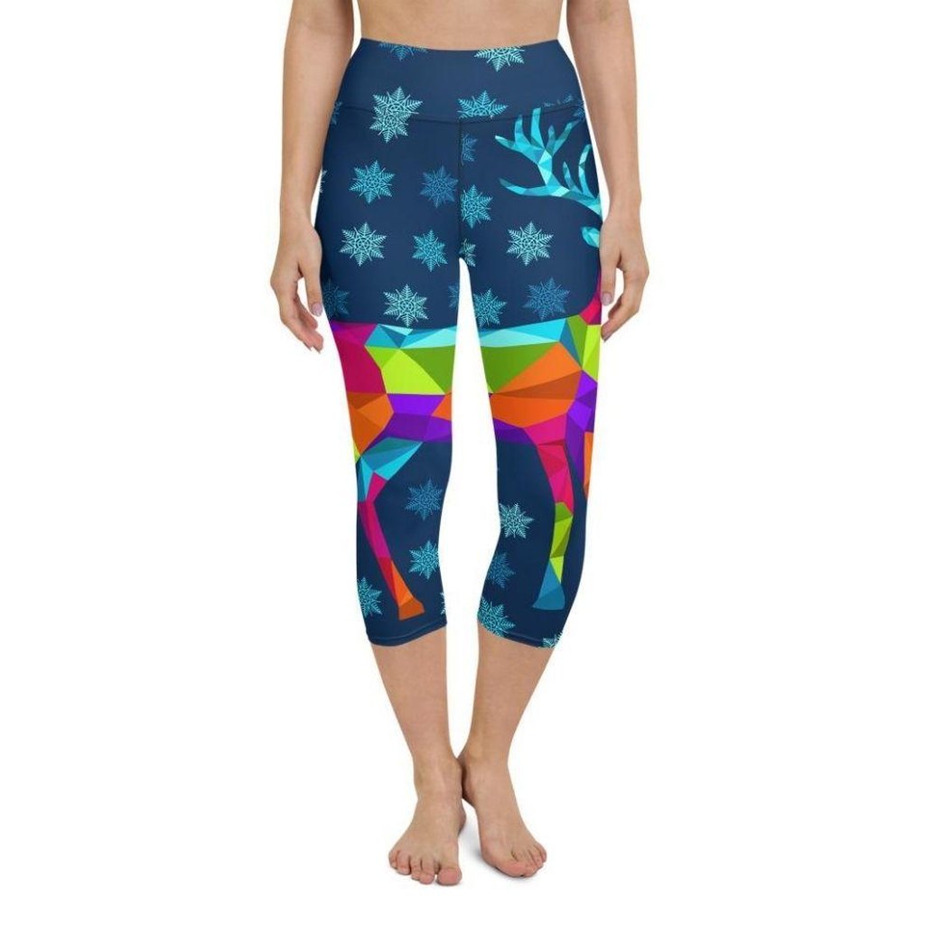 Vivid Reindeer Yoga Capris