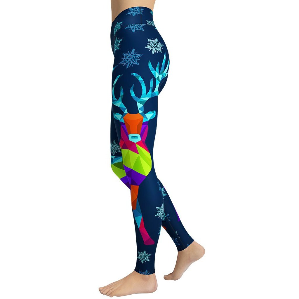 Vivid Reindeer Yoga Leggings - FiercePulse - Premium Workout Leggings - Yoga Pants