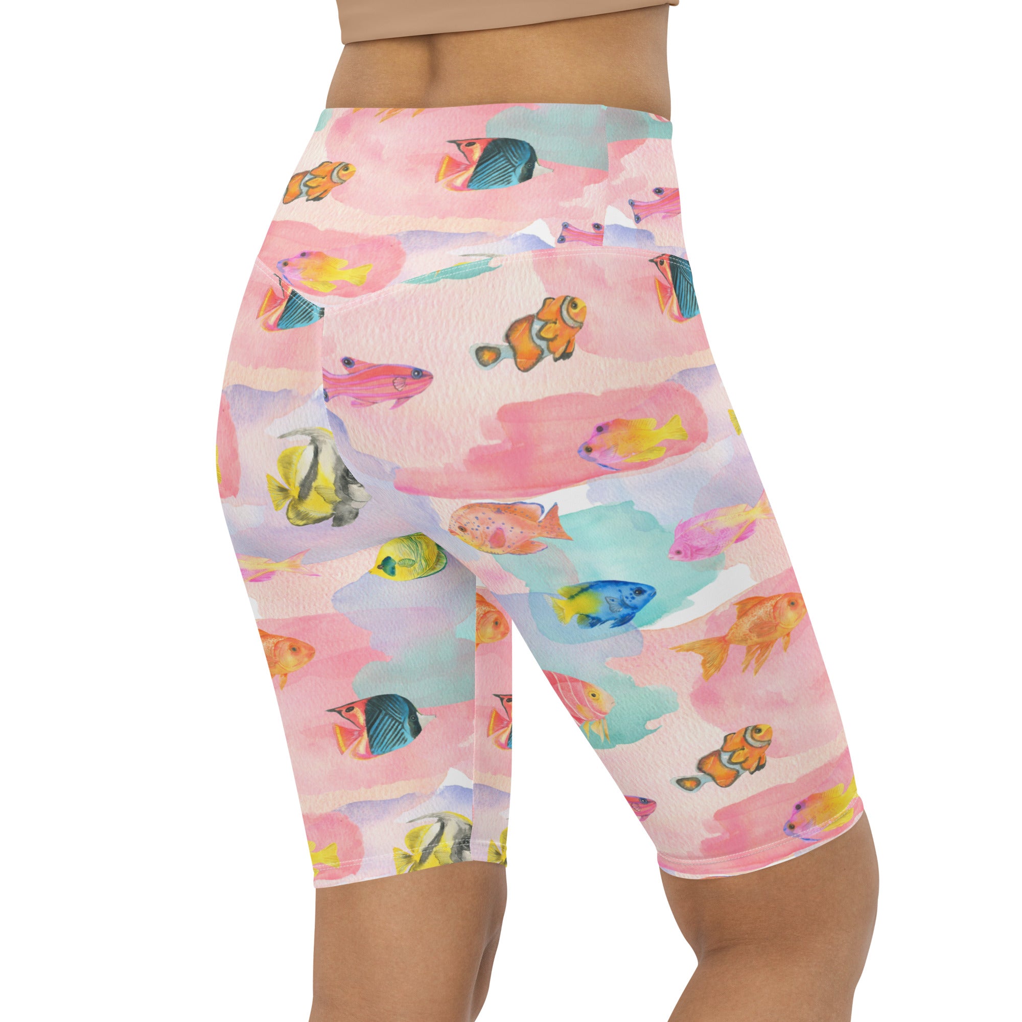 Watercolor Fish Biker Shorts