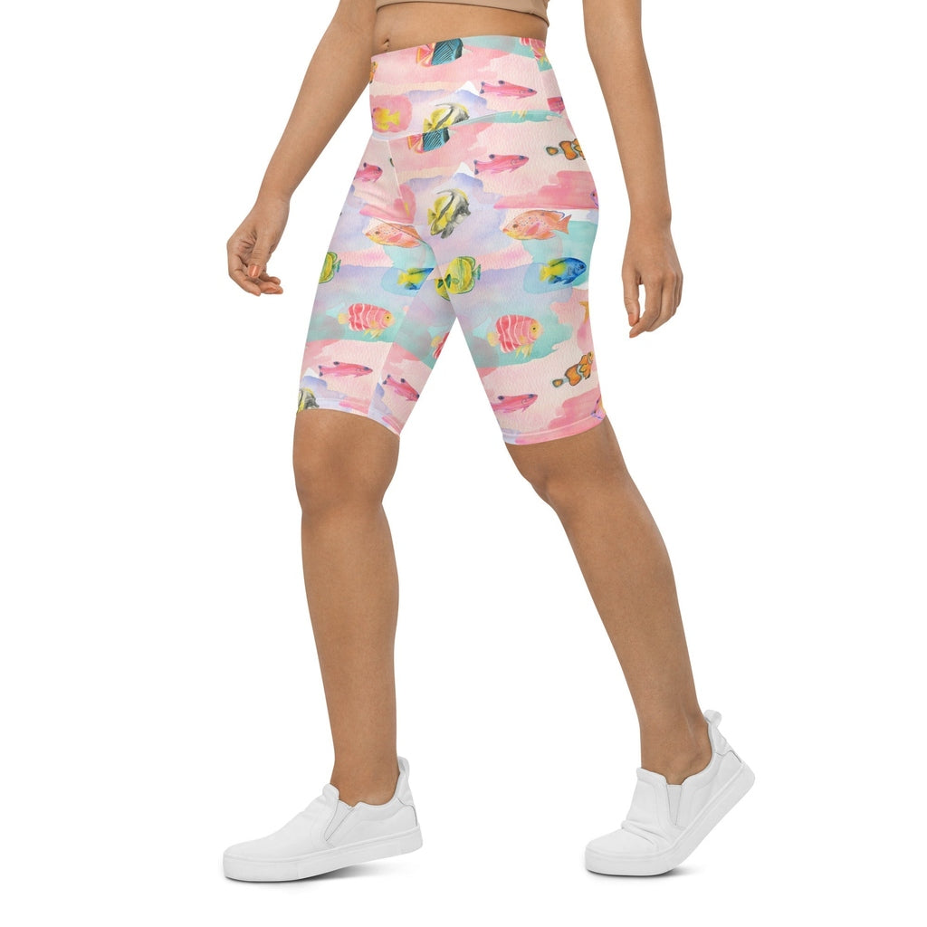 Watercolor Fish Biker Shorts