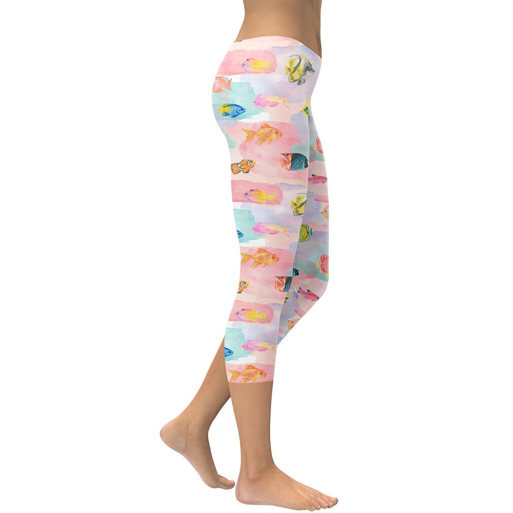 Watercolor Fish Capris