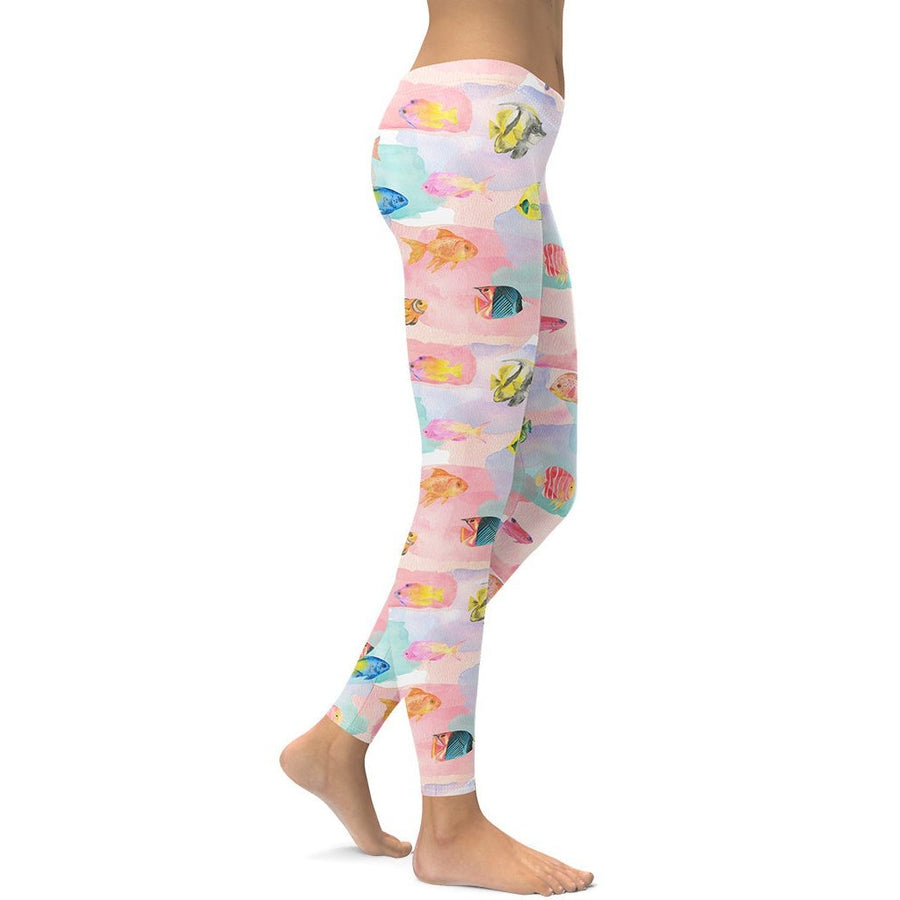 Mousse Pink Catbeach Print Leggings