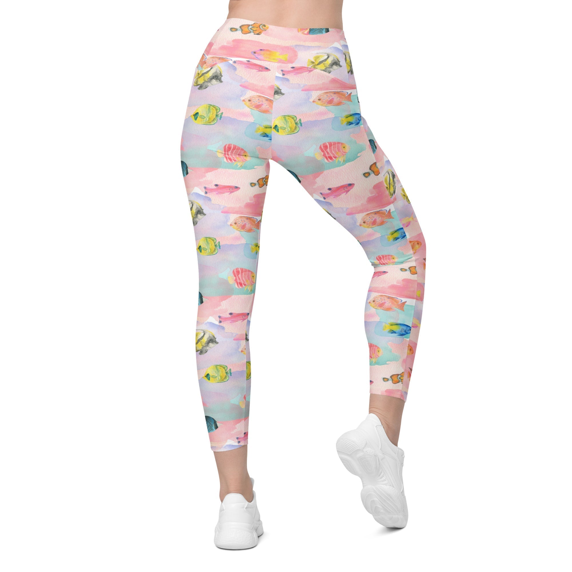 Watercolor Fish Leggings With Pockets