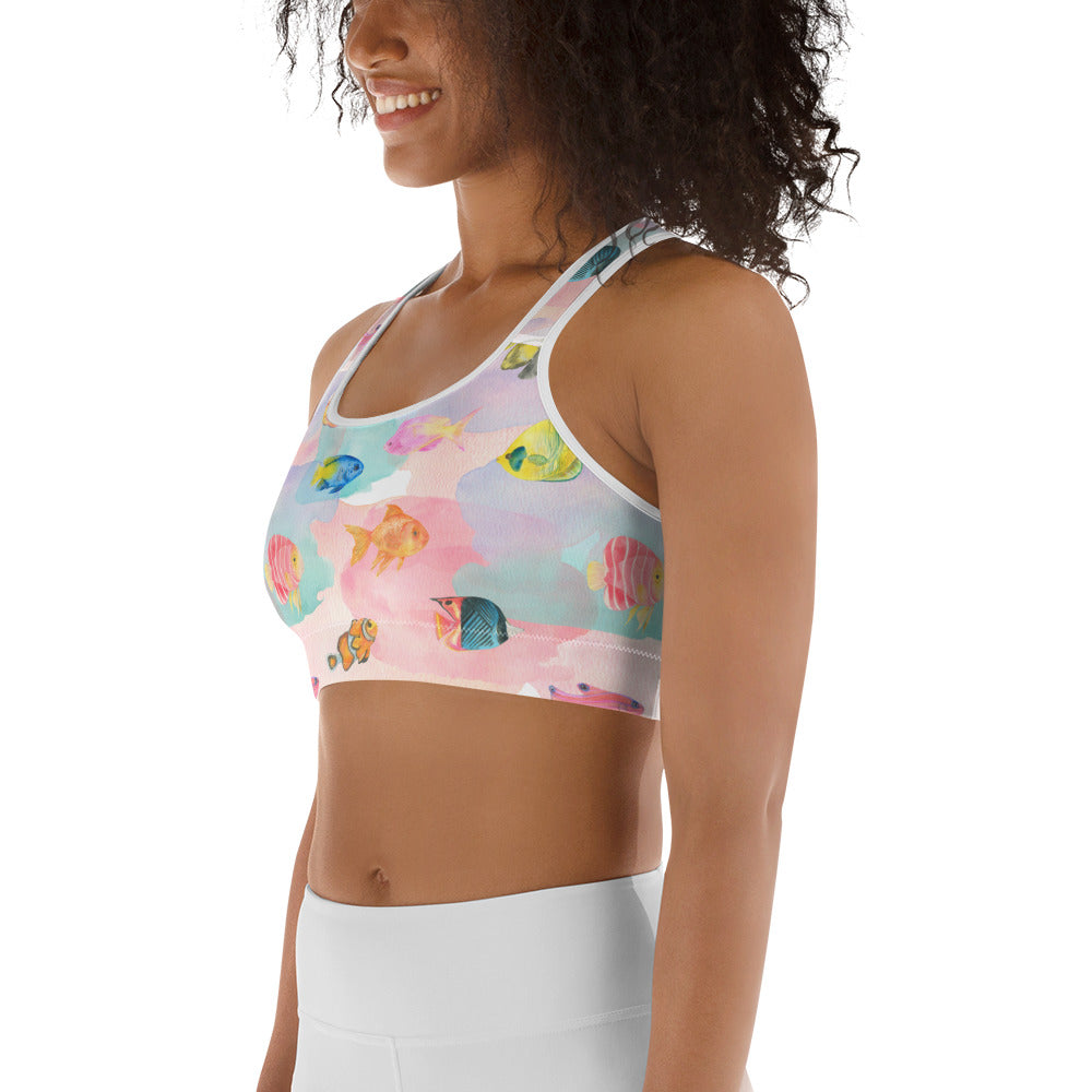 Watercolor Fish Sports Bra