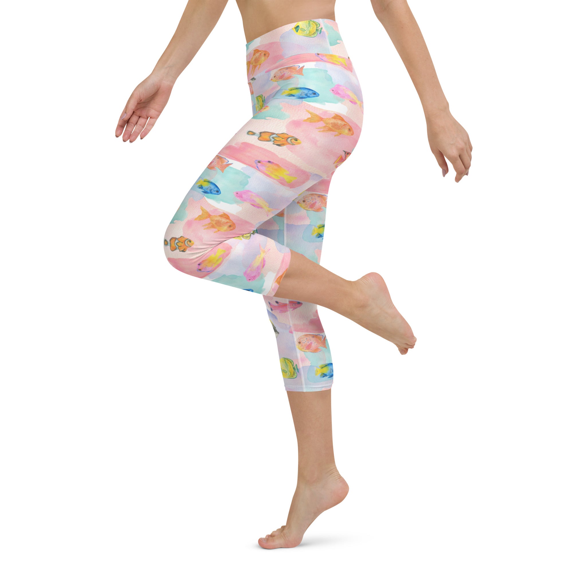 Watercolor Fish Yoga Capris