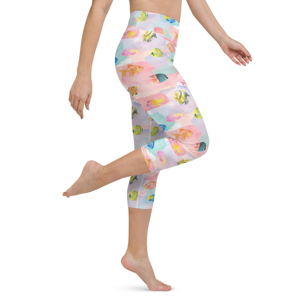 Watercolor Fish Yoga Capris