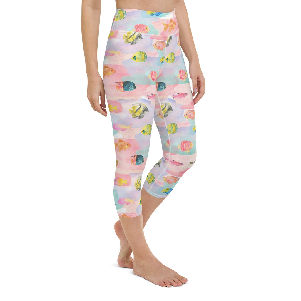 Watercolor Fish Yoga Capris