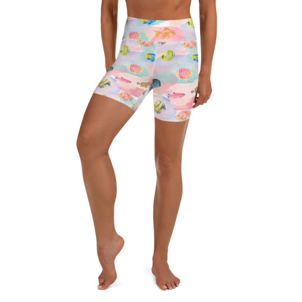 Watercolor Fish Yoga Shorts