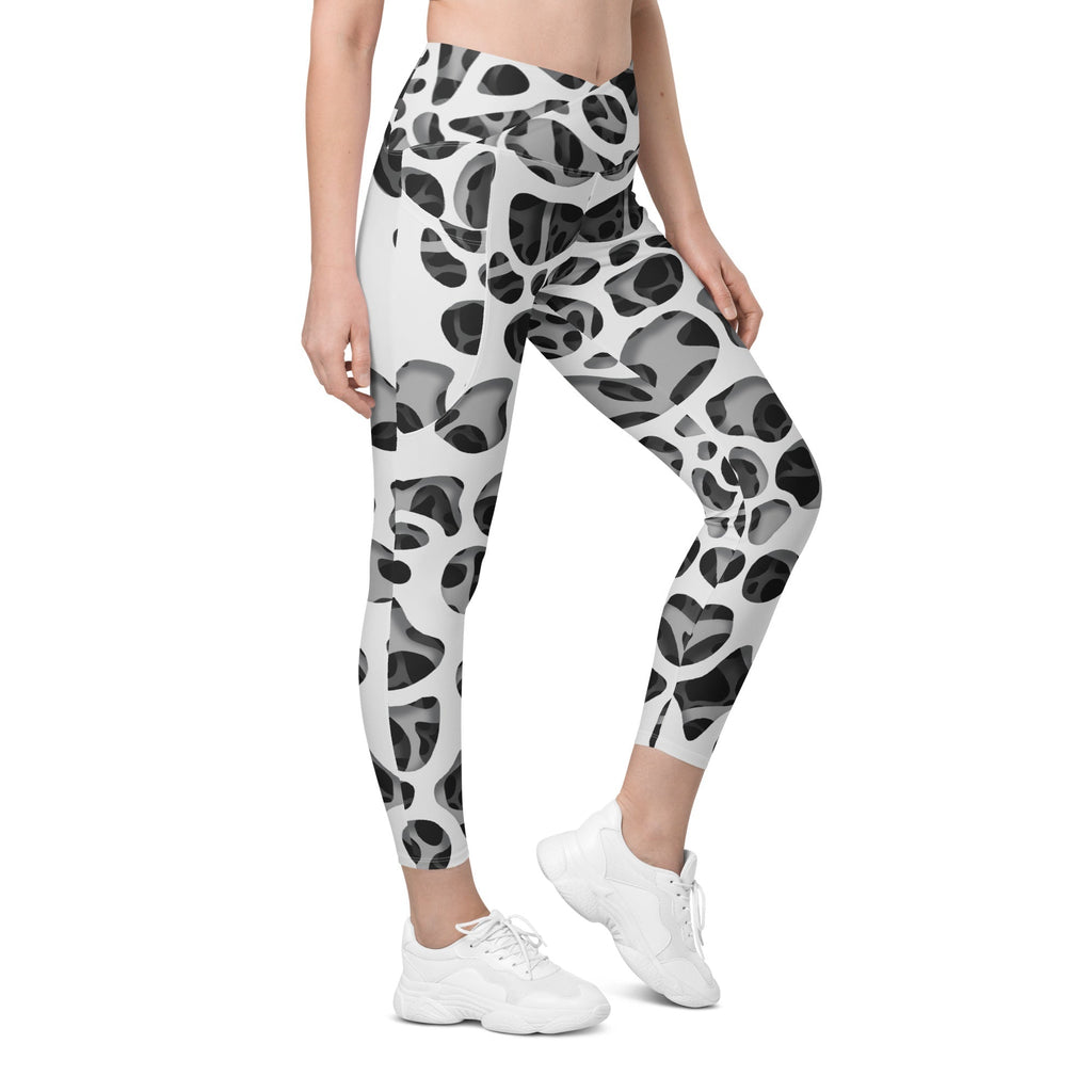Web Illusion Pattern Crossover Leggings With Pockets