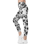 Web Illusion Pattern Crossover Leggings With Pockets