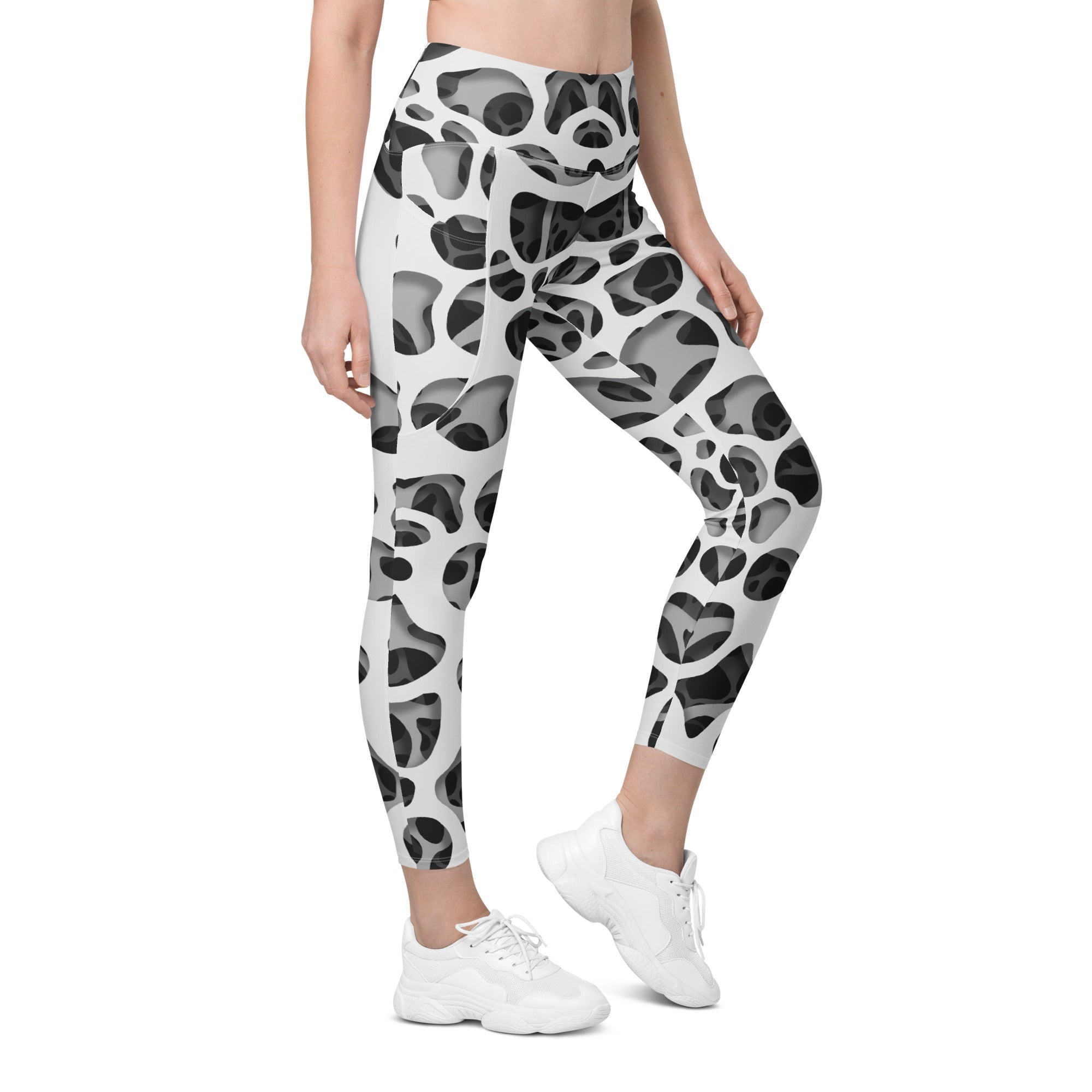 Web Illusion Pattern Leggings With Pockets