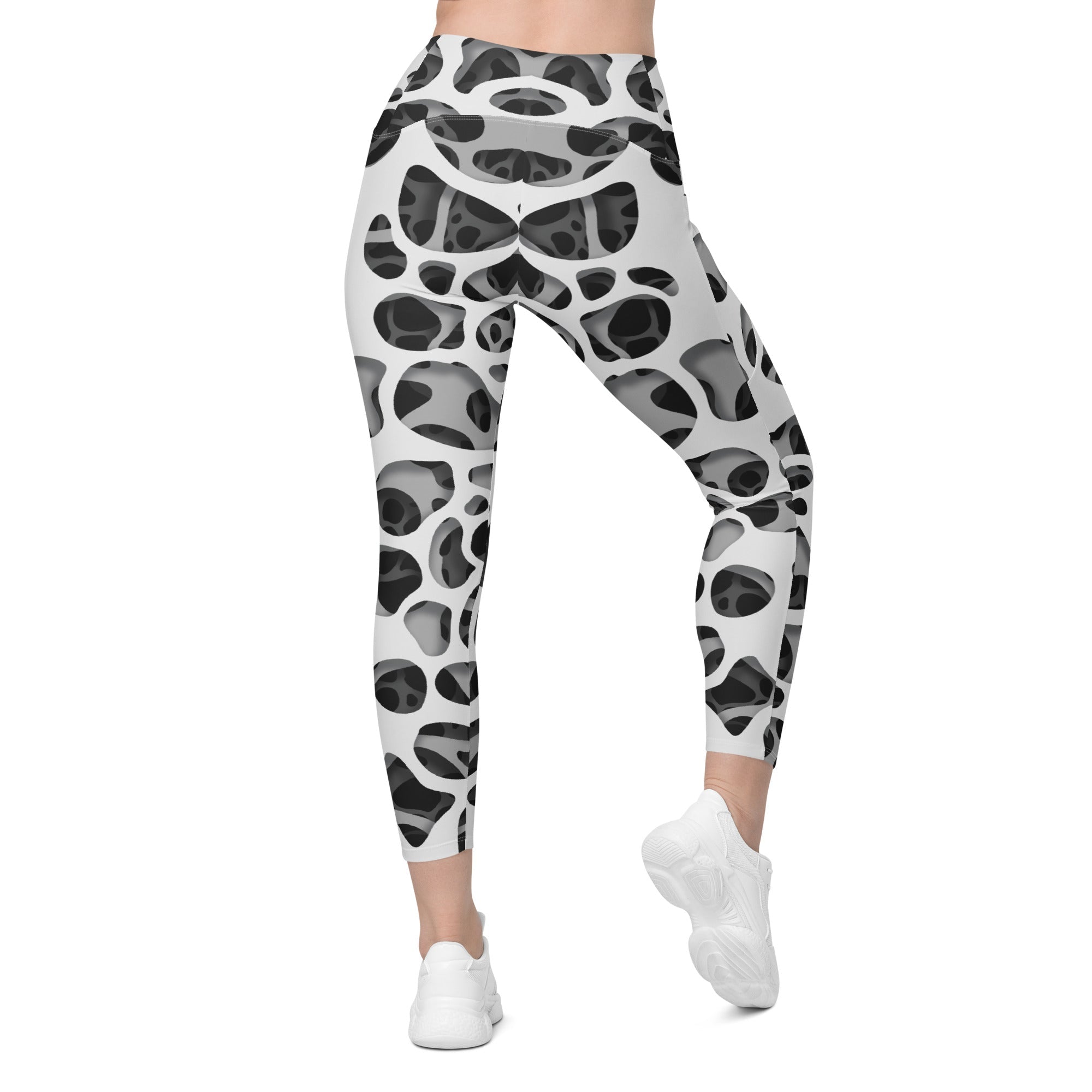 Web Illusion Pattern Leggings With Pockets