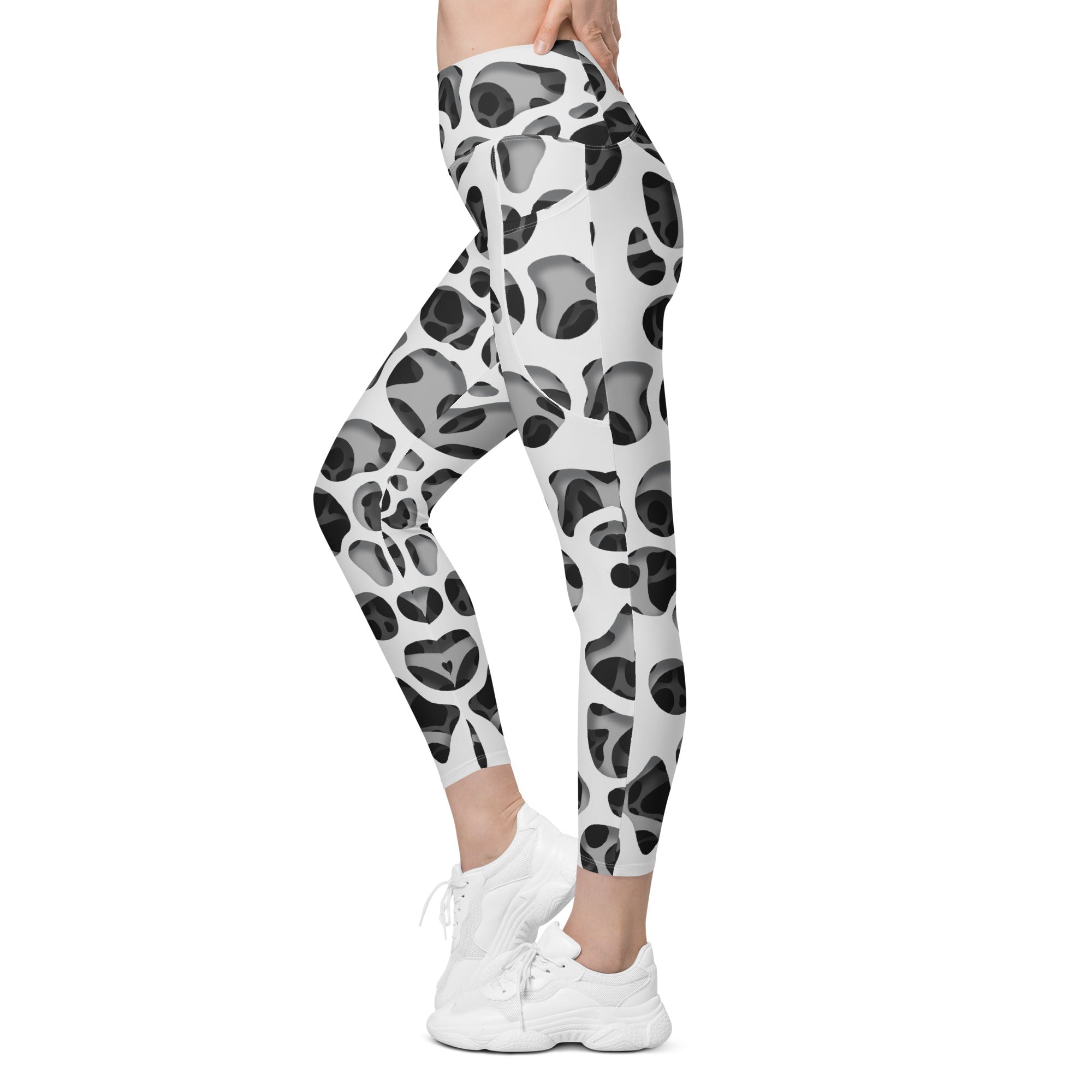 Web Illusion Pattern Leggings With Pockets