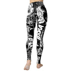 White & Black Comic Book Yoga Leggings