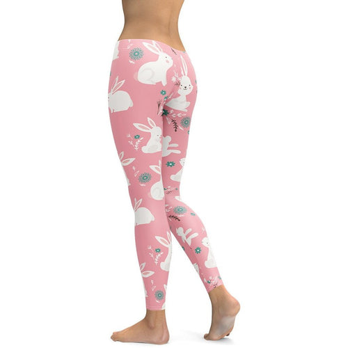 White Easter Bunnies Leggings